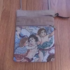 Angel Tapestry Cross Body Flat Purse